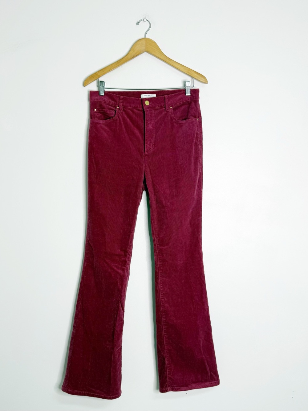 Ann Taylor Weekend Corduroy Flare Pants Size 6 Burgundy Stretch